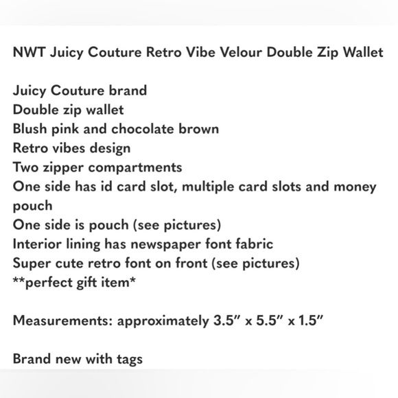 NWT JUICY COUTURE Voloure Pibk & Brown Double Zip Around Walle.As seen on live - Picture 5 of 6